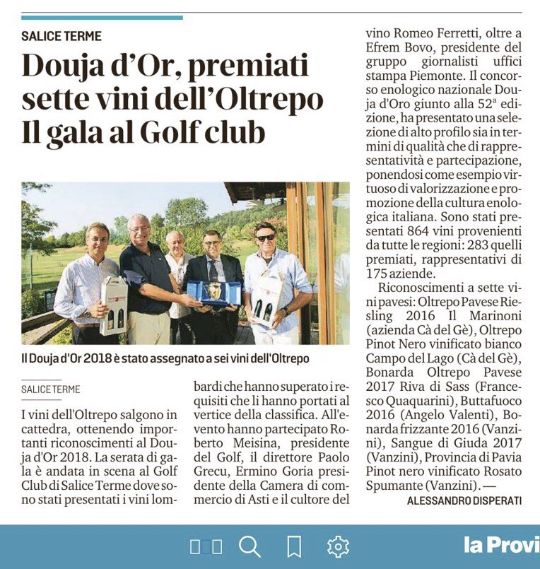 Oltrepò Pavese (@vinoltrepo) on Twitter photo La Douja d'Or, storico concorso enologico nazionale, premia l’Oltrepò Pavese. Il Golf&Country di Salice Terme ha ospitato la serata di gala. #weloveoltrepo <a href="/doujador/">Douja d'Or</a> <a href="/provinciapavese/">La Provincia Pavese</a> La Douja d'Or, storico concorso enologico nazionale, premia l’Oltrepò Pavese. Il Golf&Country di Salice Terme ha ospitato la serata di gala. #weloveoltrepo <a href="/doujador/">Douja d'Or</a> <a href="/provinciapavese/">La Provincia Pavese</a>
