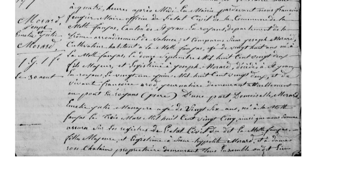 LDGenealogie's tweet photo. #1J1Collatéral #MORARD Joseph époux de #MORARD Emelie Julie fille de mes aïeux Hippolyte &amp; #CHATAIN Rose (Sosa 110-111) 
Joseph est décédé à l'âge de 79 ans, ce 2/08/1901 à La Motte-Fanjas (26) Joseph était le fils de Joseph &amp; #AROD Françoise. https://t.co/19xUHwyxhA