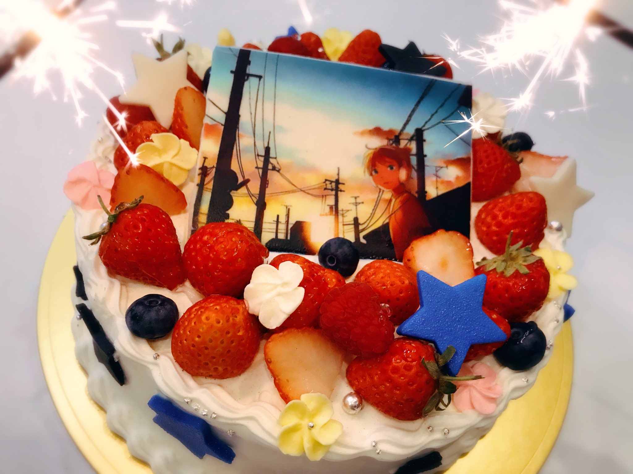 Halyosy 晴義 Fire Flower 投稿から10年が経ちました いつも聞いたり歌ったりしてくれて 本当にありがとう 感謝を込めて 花火をイメージしたケーキでお祝い イラストは わかなさん Fire Flower Halyosy Feat 鏡音レン T
