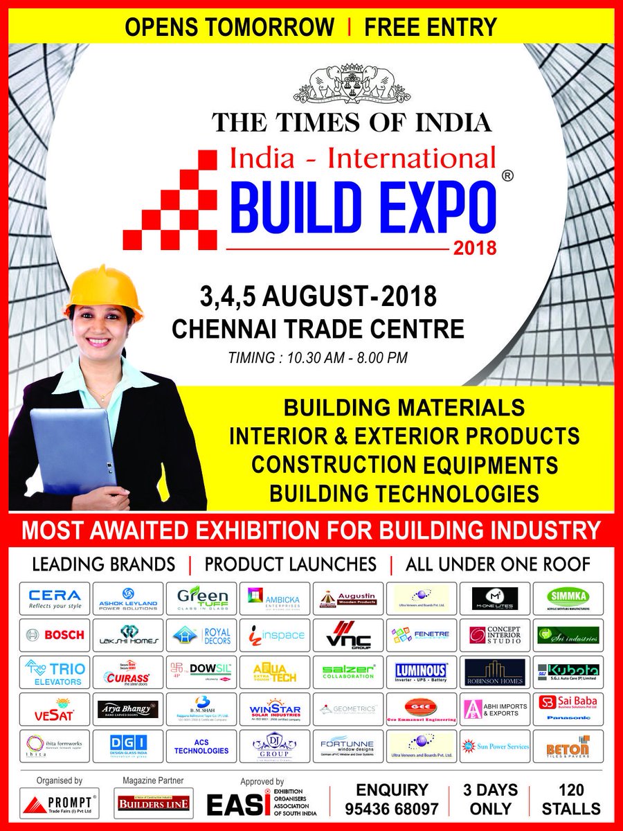buildersline's tweet photo. #Chennai #Chennai_Trade_Centre_Events 
#Build_Expo #construction #Building_Material  
#KarunanidhiHealth  #KauveryHospital  #Karunandhi  #PPKFrom10thAug  #AnnanukkuJaiPressMeet  #RaashiKhanna https://t.co/adKWi5XLfJ