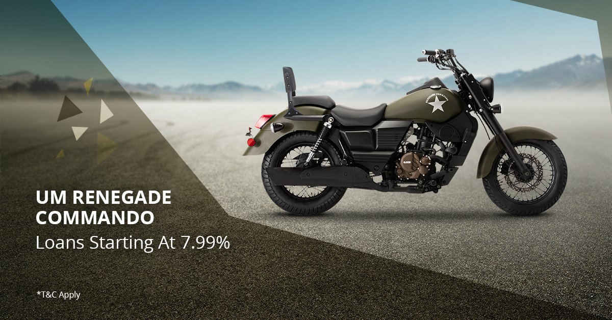 BikeWale's tweet photo. .@UMMotorcycles #RenegadeCommando | With a Top Speed of 125 Kmph, the bike is an entry-level cruiser, and features a large 18-litre fuel tank, pillion back rest, low-slung seats and high-set handlebars.
Get more details here: https://t.co/ZwzW7zq2Am
#Sponsored https://t.co/RFCceTI7F5