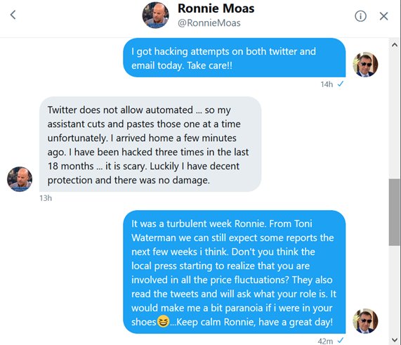 troyjameshog's tweet photo. Almost there...my next tweet will be the most juicy where @ronniemoas admits he is involved in $DIG's price fluctuations!

I will only not publish when @TroyJamesHogg PM's me.

#ronniemoas is an insider in the $dig scam, together with @troyjameshogg

$DIG   #Arbitrade
    #SCAM https://t.co/3ncFYcHnxT