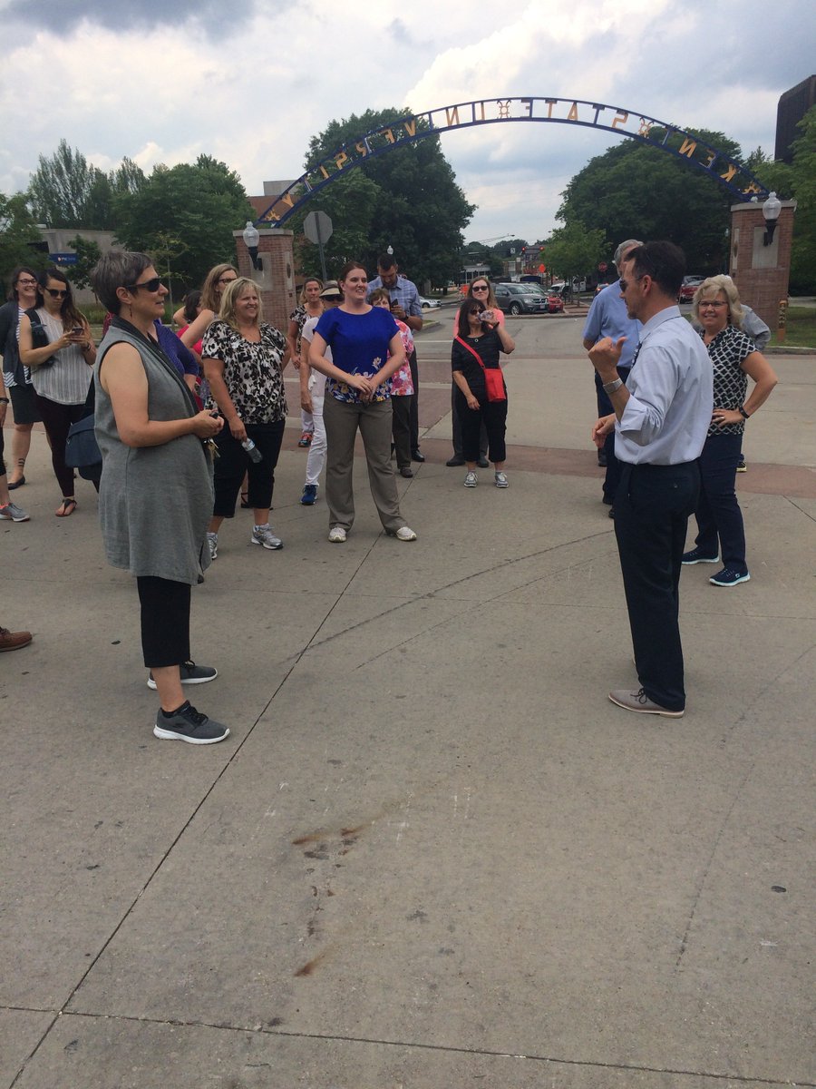 dduffy_ksu's tweet photo. Michael Bruder from the Architect's Office led KSU faculty and staff on a Construction Updates Walk &amp; Talk. He provided updates on current and future projects taking place around campus. Thank you to Michael and all of the employees who joined us! #HealthyKSU https://t.co/ogzlU7MhgT