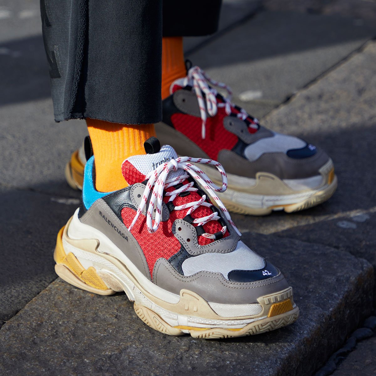 Balenciaga Triple s suede leather mesh sneakers Luisaviaroma