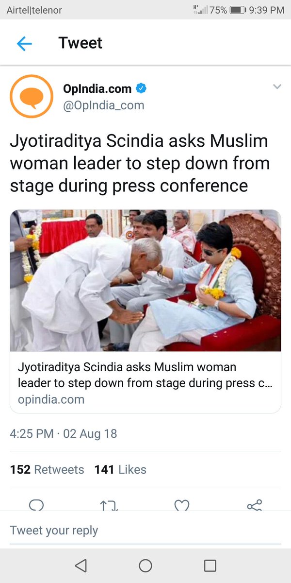 IAmSarthak03's tweet image. Jyotiraditya Scindia asks Muslim woman leader to step down from stage during press conference.

Why is not media showing this news on their prime time show?
#secularcongress

And where are #TalkToAMuslim gang? Will they rise their voice towards this incident?

@AskAnshul