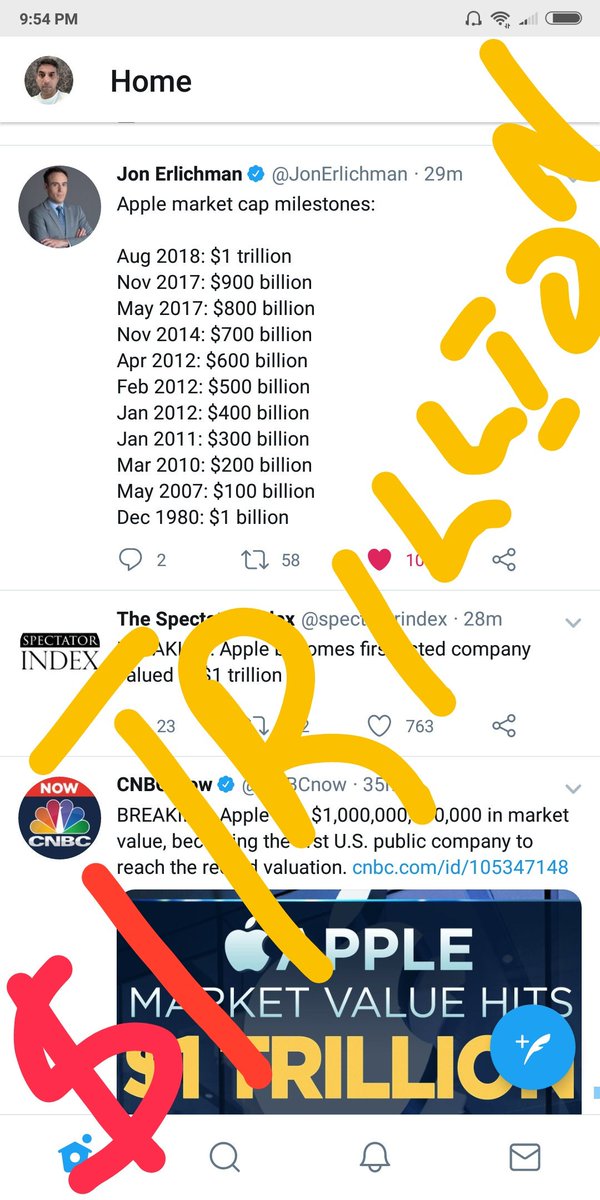 moneybizines's tweet photo. BREAKING: Apple hits $1,000,000,000,000 in market value, becoming the first U.S. public company to reach the record valuation.
#AAPL #AppleMarketcap #1Trillion https://t.co/BmwFOwReWT