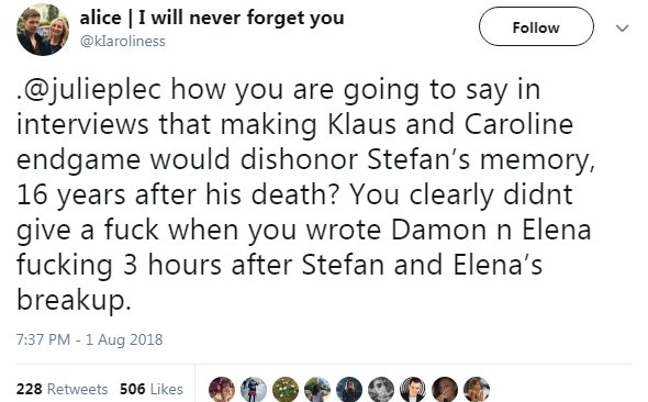 Bcz we can't talk abt S or C memory when it comes to y'all selfish favs (K, D, E)
You really still don't get it after 9 years ?? 
S &amp; C were 2 of the few characters that really cared for people around them (family, friends) unlike the other trash characters