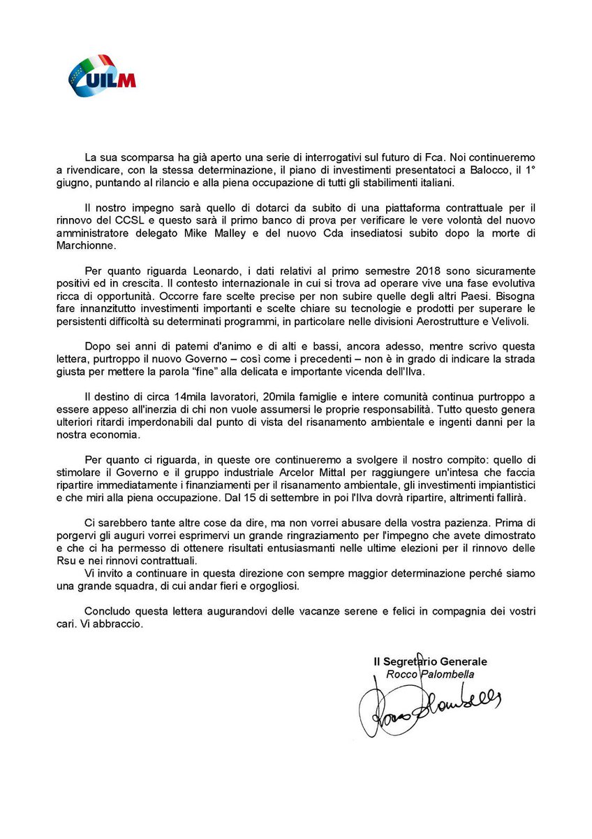 Lettera di pronta disponibilità al lavoro
