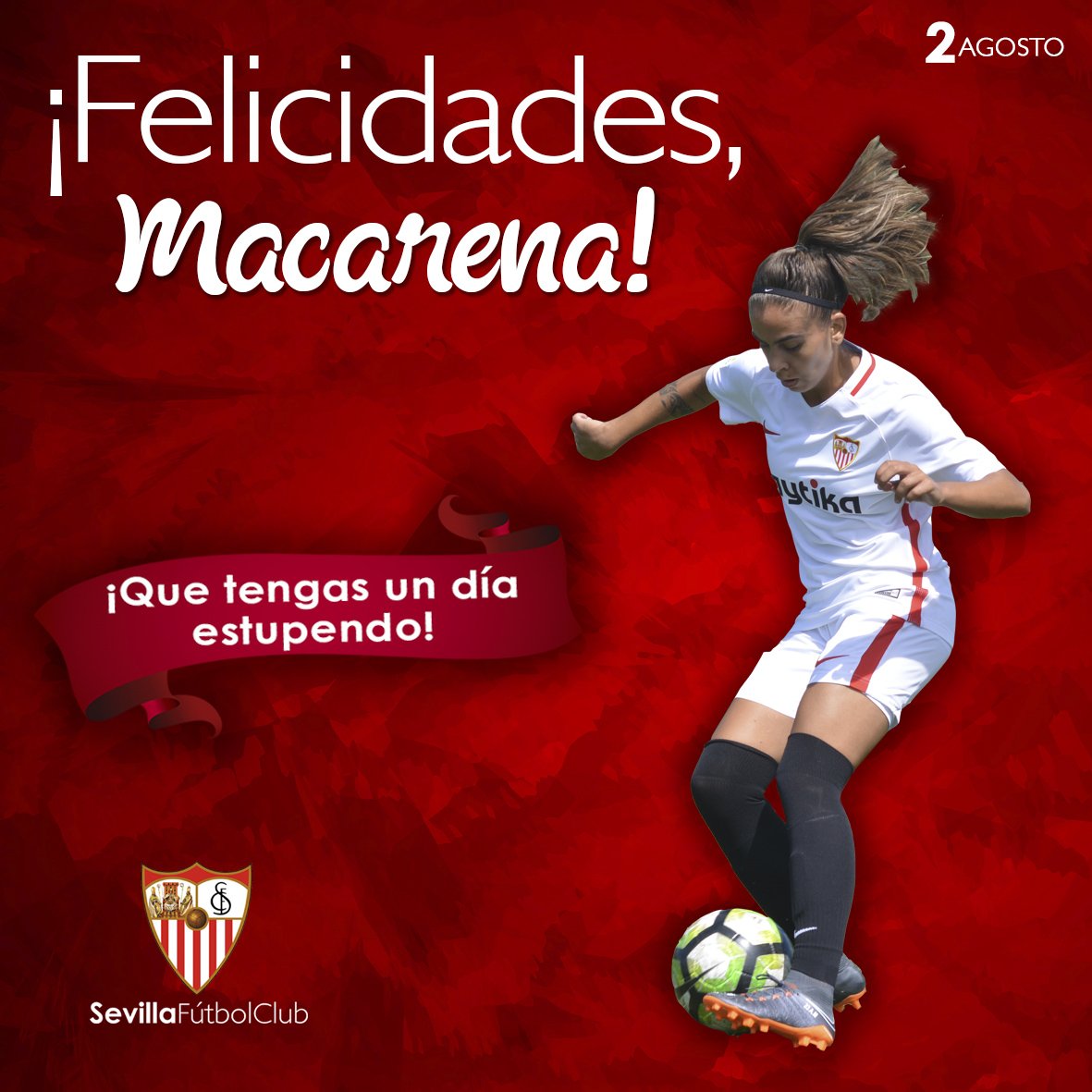 SevillaFC_Fem's tweet photo. 🎈🎈 Los regates son una de sus especialidades, pero cuando más especial se debe sentir nuestra @makiita1998 es hoy, que para eso es su cumpleaños. 😋🎈🎈

🎂🎉 ¡¡Muchas felicidades de todo el #SevillaFCFem!! 🎂🎉 ⚪🔴 https://t.co/pJ6y16mR4u