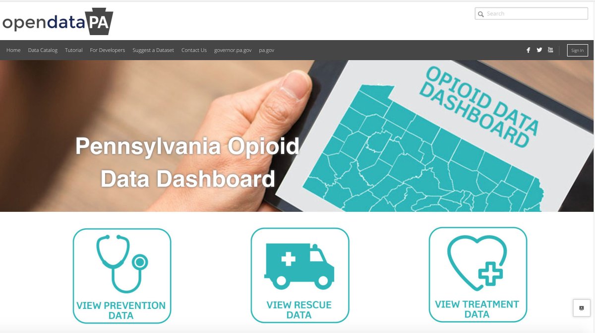 PAHealthDept's tweet photo. Have you visited @GovernorTomWolf's #opioid online data dashboard yet? This innovative tool provides county-level data and highlights prevention, rescue and treatment efforts across the commonwealth → https://t.co/ogaJPLO1P3 https://t.co/MvOOGXw8Rp