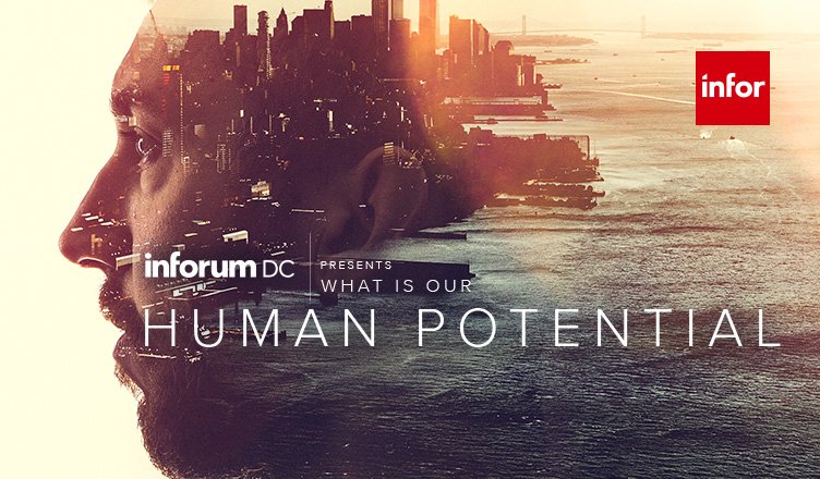 Infor's tweet photo. Human Potential: AI means maximum efficiency, limitless innovation, and untapped human capabilities revealed. Explore for yourself at #Inforum2018—register now: https://t.co/PzSykzcsj2 #AI https://t.co/wE8JV07kCN