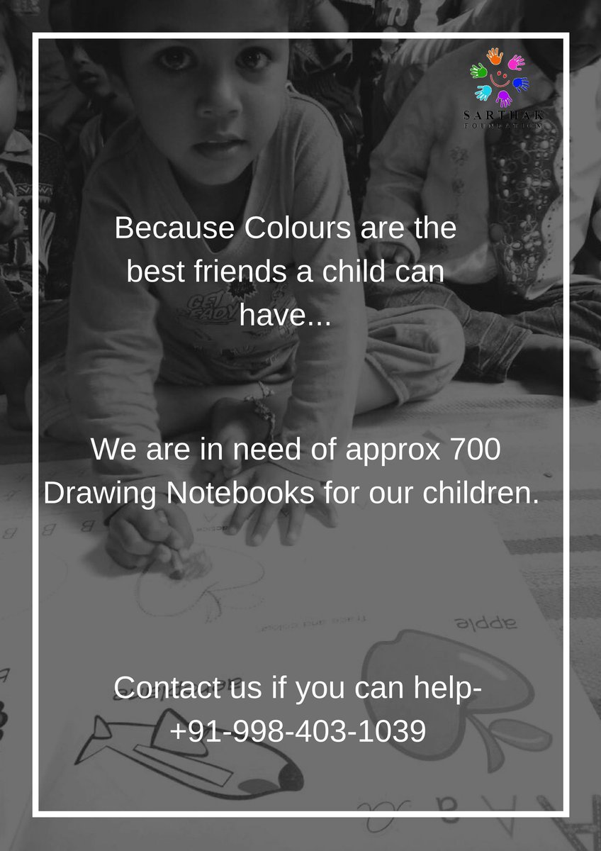 SarthakNGO's tweet photo. Help needed. ๐๐ป
#Drawing #DrawingNotebook #HelpNeeded #SarthakKids #SarthakNGO #Education #Childhood #Children #NGO #NGOInIndia #Colours #Lucknow #India https://t.co/J6wRuV0H2V