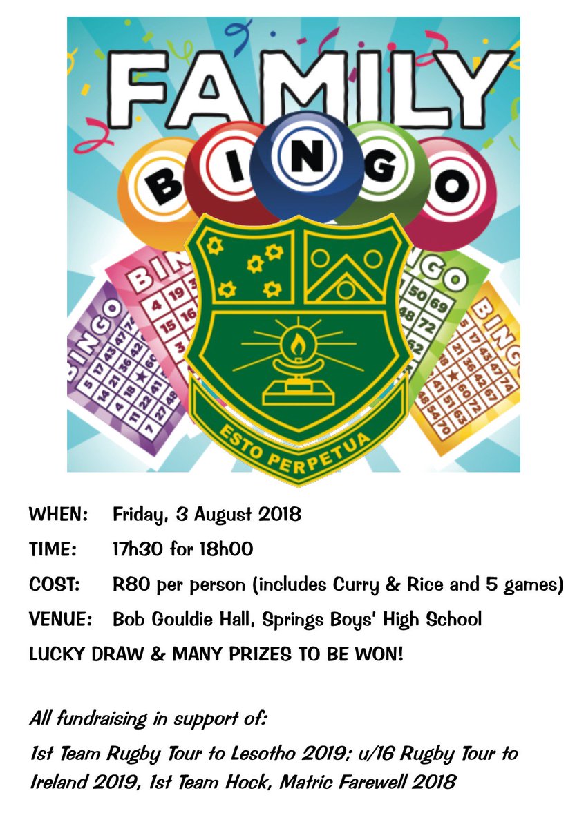 SBHS_Springs's tweet photo. #Bingo #springsboyshigh https://t.co/ss9NpHP13G