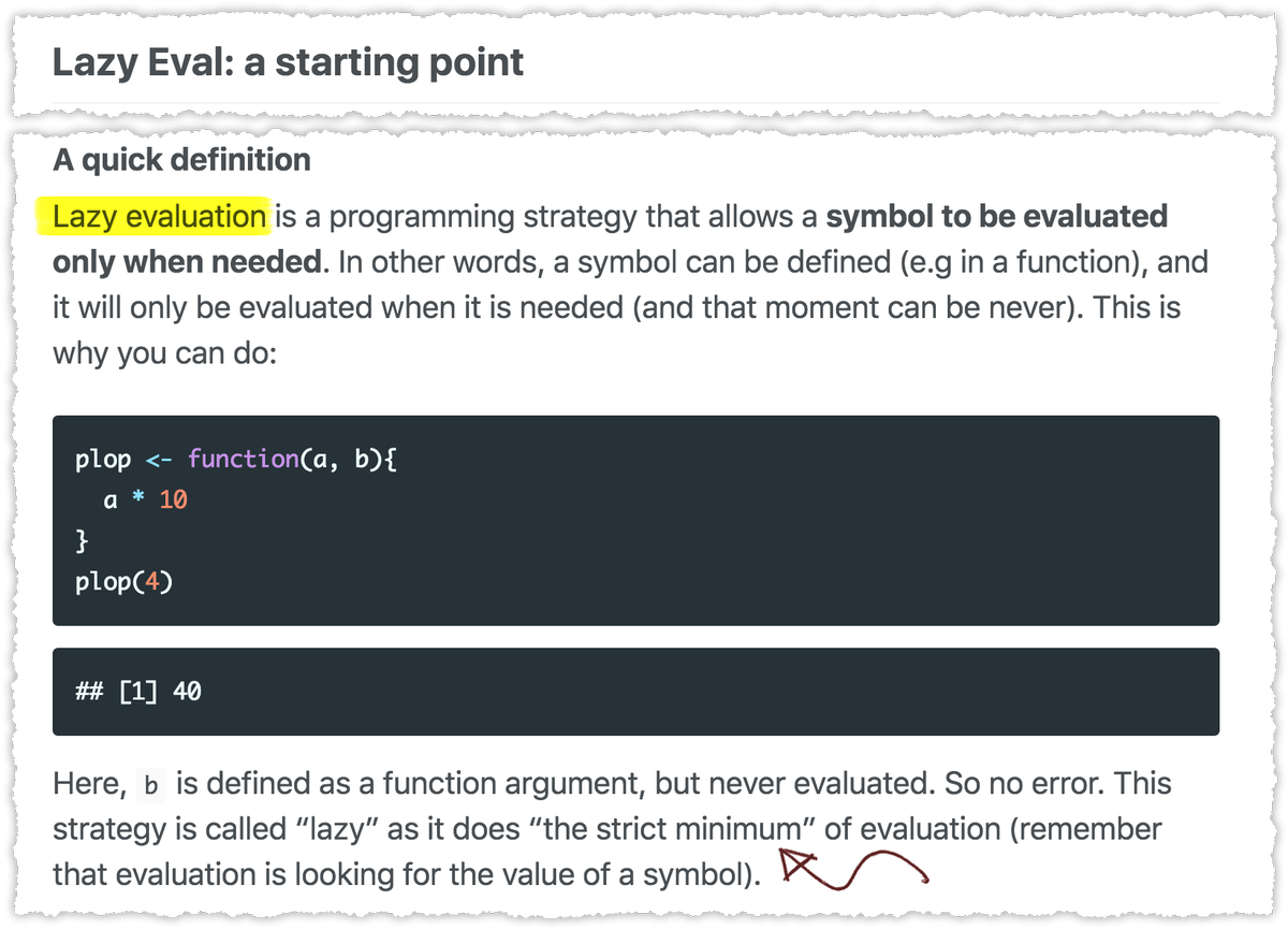 dataandme's tweet photo. Great break-down, definitions, and worthy read ππ
"About lazy evaluation" βοΈ @_ColinFay
https://t.co/coLJrWjJdn
#rstats #lazyeval https://t.co/20jpPwq95e