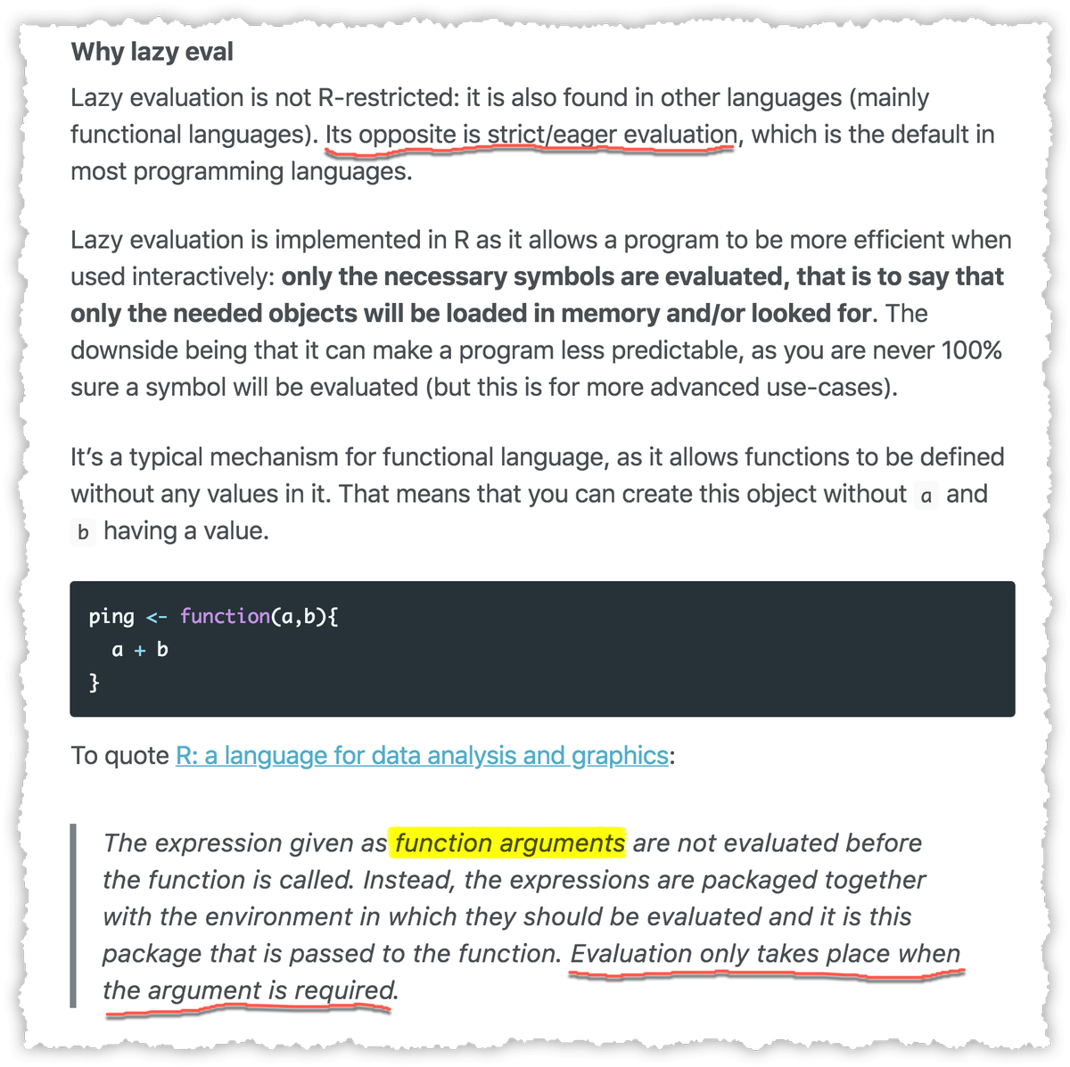 dataandme's tweet photo. Great break-down, definitions, and worthy read ππ
"About lazy evaluation" βοΈ @_ColinFay
https://t.co/coLJrWjJdn
#rstats #lazyeval https://t.co/20jpPwq95e