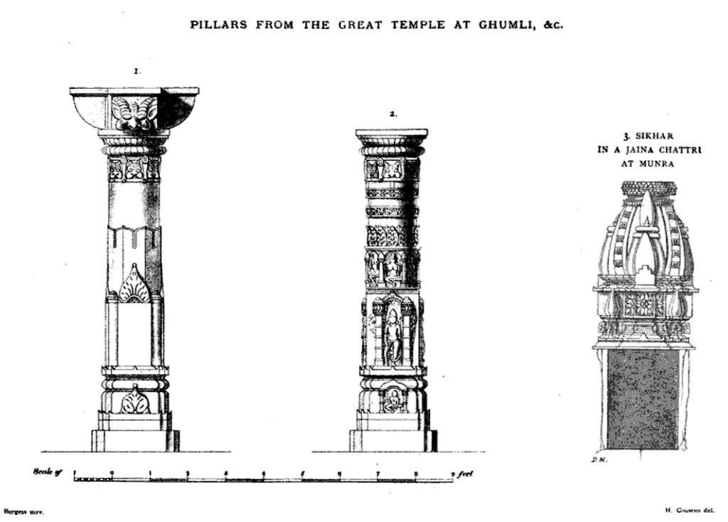NauLakha Temple, Ghumli(Gujrat)1. Plan of temple(usual for both north and south Indian temples)2. Exquisite sculptures from same region3. Carved pillars from NauLakha Temple and Chhatri4. Brackets of pillars, NauLakha Temple