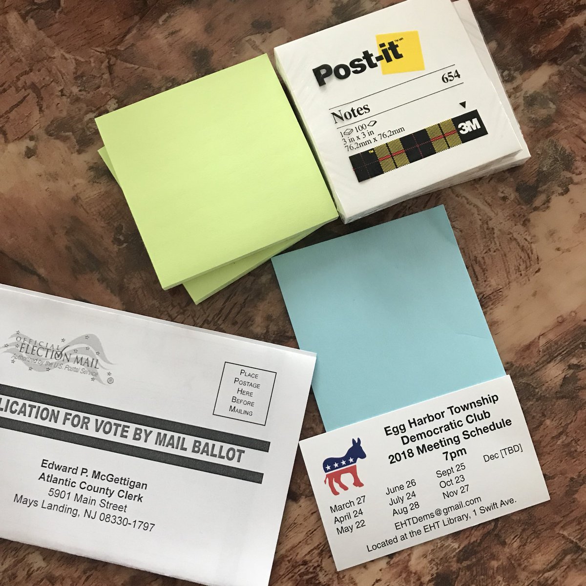 EHTDemocrats's tweet photo. The Egg Harbor Township Democratic Club is gearing up our Post-it Posse to #gotv by mail! Request your own vote by mail application at https://t.co/4GbfF93HoP @ATNJAtlantiCape @Action2getherNJ #atnj #nj2 #nj02 #bluewave #votebymail #PostItPosse https://t.co/kpkOXVoNk2