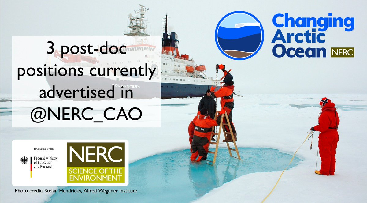NERC_CAO's tweet photo. RESEARCH OPPORTUNITIES IN @NERC_CAO: We currently have 3 post-doc positions advertised with different projects in the programme. Various closing dates in August – see details here: https://t.co/Mszoa5oACY #UKinArctic @NERCscience @BMBF_Bund https://t.co/85mUi3uQGC