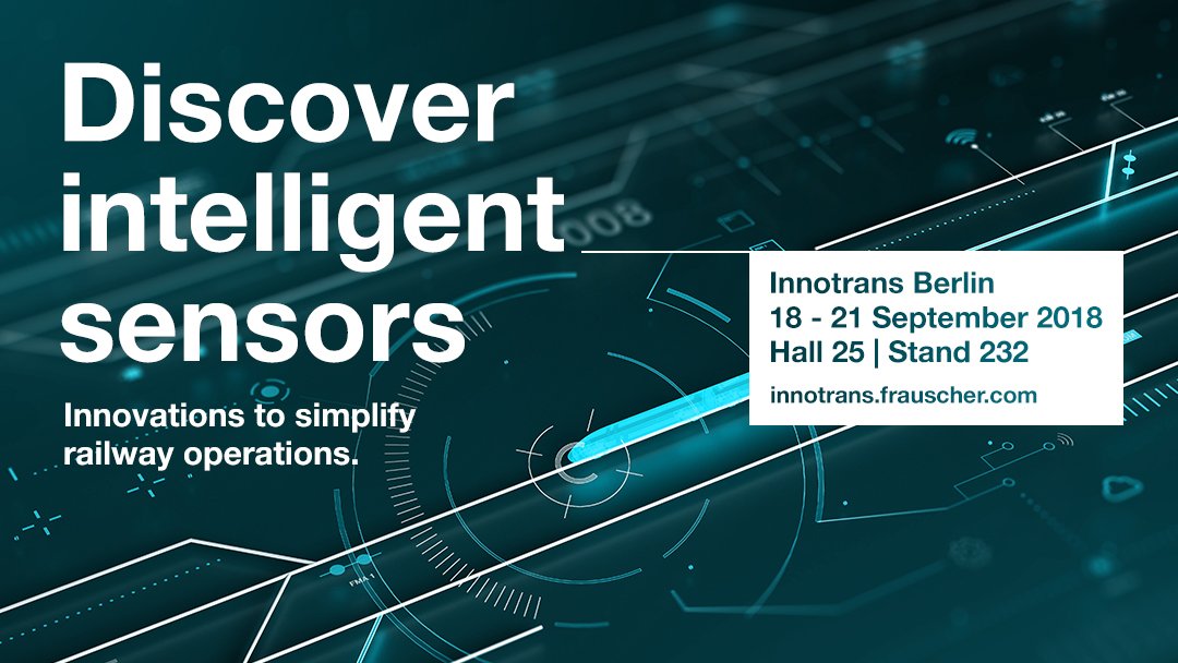 Next stop: #InnoTrans2018! Under the motto "Discover intelligent sensors - #innovations to simplify #railway operations" we will participate at this year's <a href="/InnoTrans/">InnoTrans</a> in Berlin. For more information visit: innotrans.frauscher.com