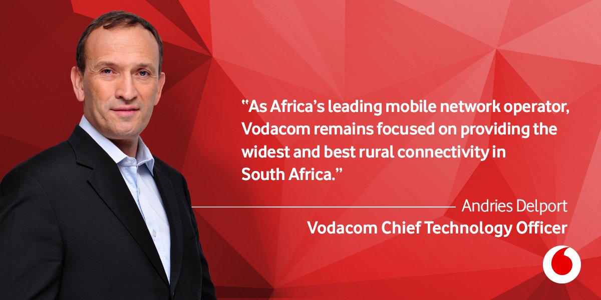 Vodacom's tweet photo. Vodacom Chief Technology Officer, Andries Delport, expressed his excitement at “connecting the new sites in the year ahead” and highlighted Vodacom’s commitment to ensuring that villages in deep rural areas are connected. #VodacomNetwork https://t.co/HfpKVel4Qt