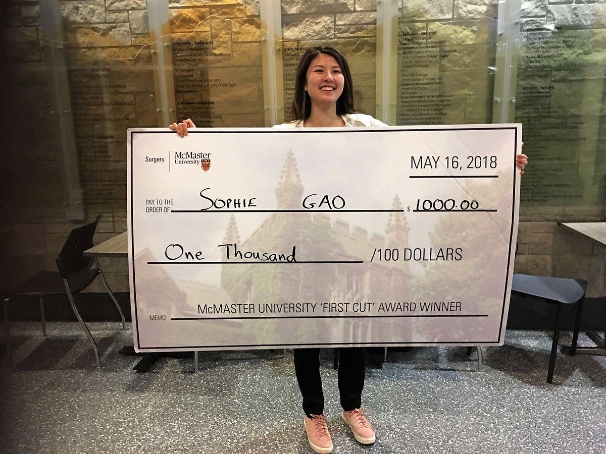 #Throwback to the star of our program, Sophie Weiwei Gao, unanimously winning first prize at First Cut for her DocNow program; she's all about innovation in the health care space! #myHHS #mcmaster #womeninsurgery #ILookLikeASurgeon #cardiacsurgeon #tbt #womeninthoracicsurgery