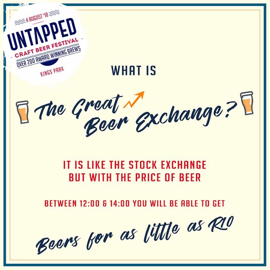 IT IS A SOUTH AFRICAN FIRST!

For 2 hours during the show we will be running beer &amp; cider prices like a stock exchange. That means that you can get your favourite beer for as little as R10 during that time. See you this Saturday!