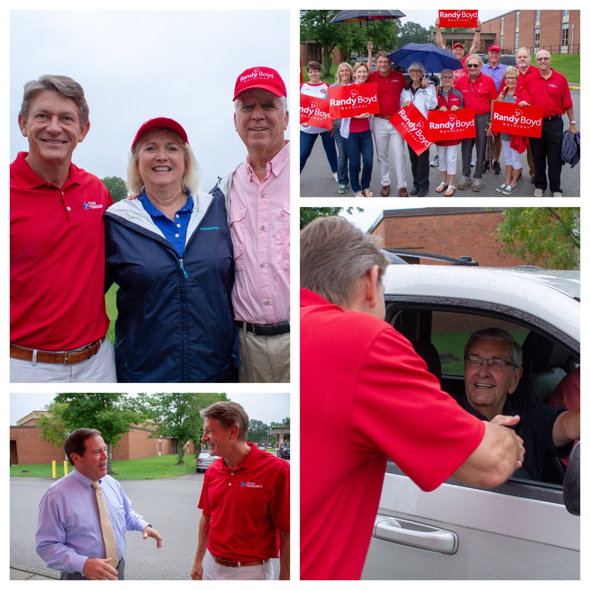 Starting our #ElectionDay at my alma mater <a href="/southdoylehs/">𝐒𝐨𝐮𝐭𝐡-𝐃𝐨𝐲𝐥𝐞 𝐇𝐢𝐠𝐡 𝐒𝐜𝐡𝐨𝐨𝐥</a>. It may be rainy but we’re working the polls in Knoxville and determined to win. But we can’t do this without you - head to the polls and vote BOYD in the Republican Primary today! #VoteGOP #GoVoteTN