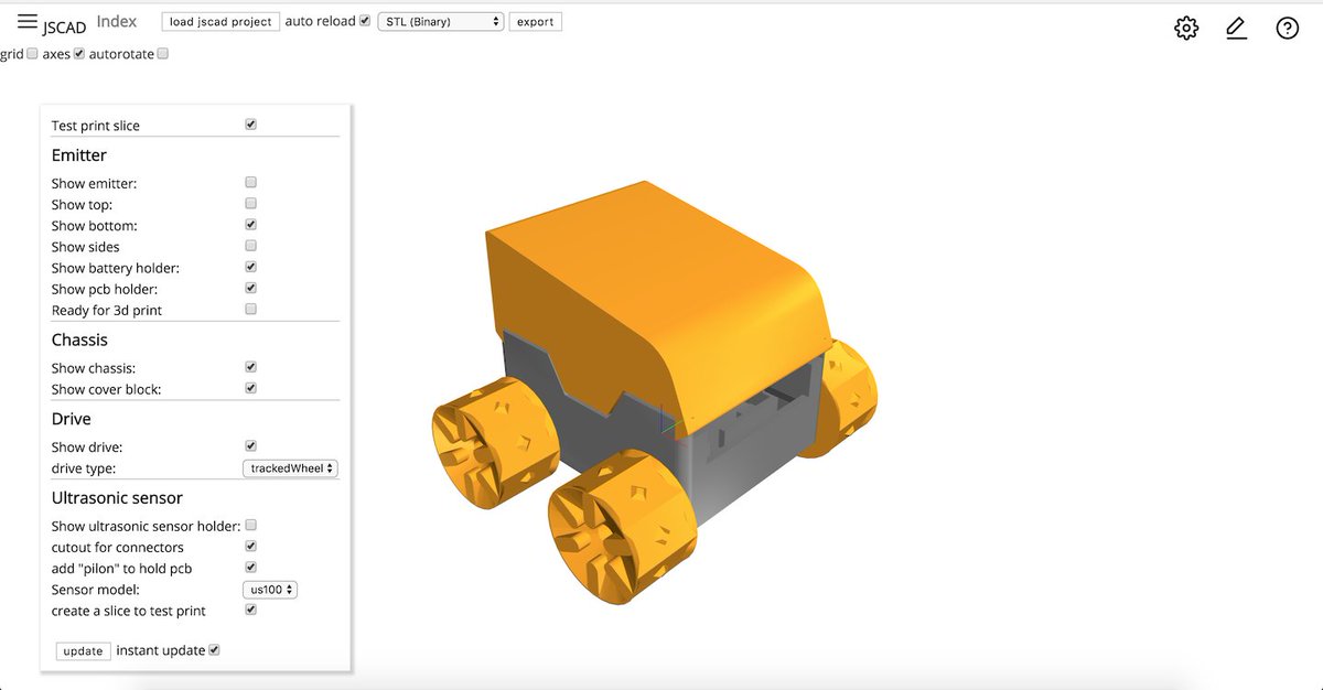 Mark_kaosat_dev's tweet image. almost done designing a fully parametric version of the super nice #SMARS robot (thingiverse.com/thing:2662828) in +OpenJSCAD.org !
