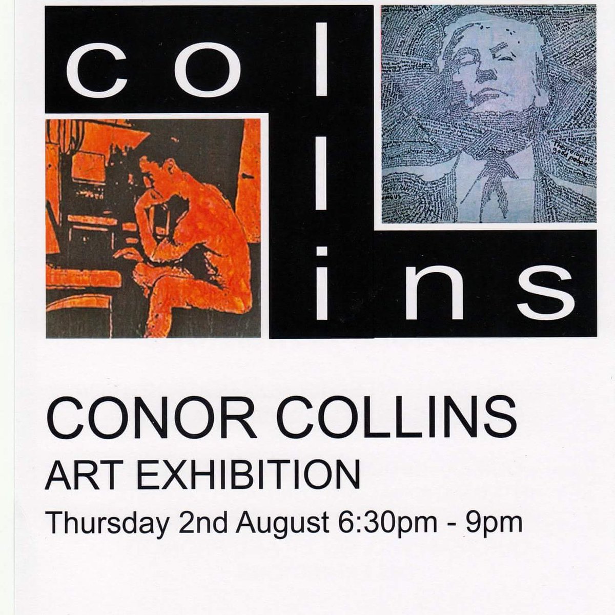 This must see exhibition starts today at 6.30pm. Come and meet Conor over a glass of fizz. Grab a bargain before he becomes world famous! #manchesterartist #ConorCollins #artist #PopArt #HappeningNow #buysomeart