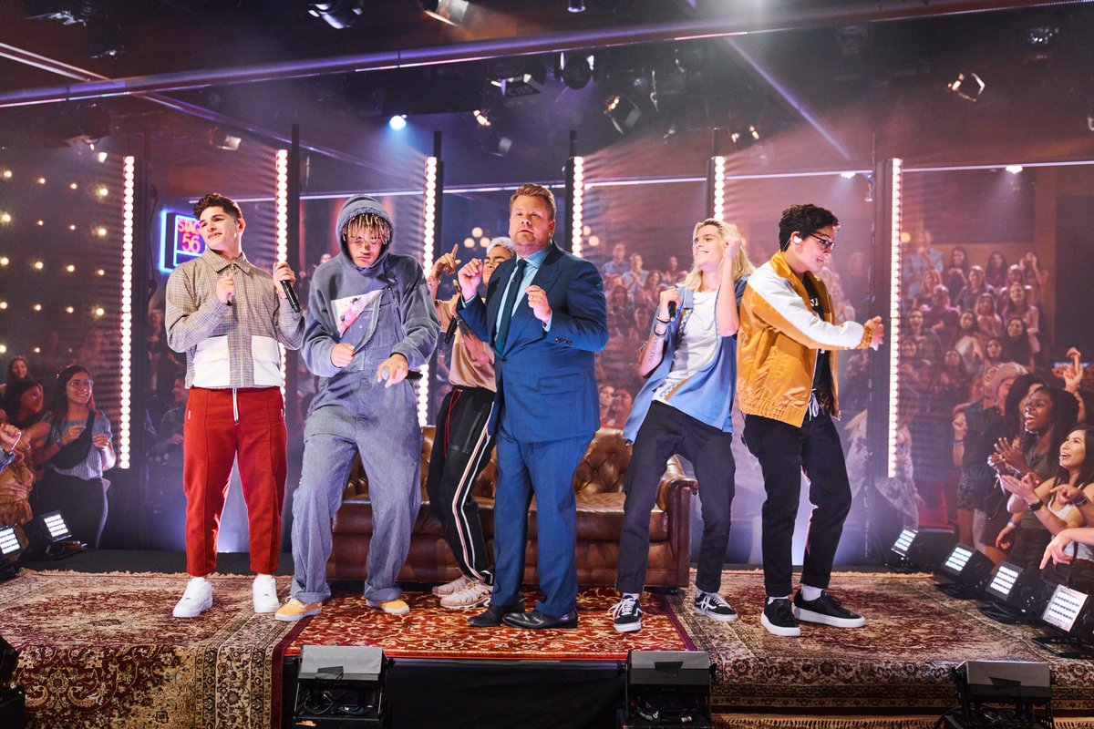PRETTYMUCH's tweet photo. thanks for having us on the @latelateshow last night @JKCorden 🙌  check out our performance of #summeronyou here: https://t.co/oM3qeXKaER https://t.co/SOzRAfwnmL