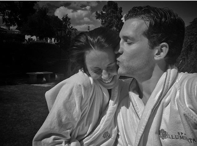 Love this photo of our special hotel guests #NickHendrix & #JessicaEllerby taken at the spa yesterday enjoying their little getaway from filming @MidsomerTV & celebrating Jessica's birthday🎈 
#relax #getaway #bathrobe #timeout #spabreak #spahotel #smallluxuryhotels #midweekbreak