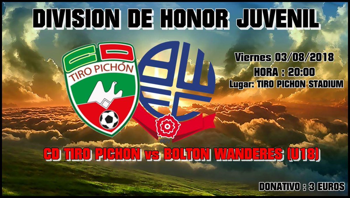 Bolton Wanderers Academy (@bwfcacademy) on Twitter photo Wanderers' Under-18s are in friendly action tomorrow night, Friday 3 August, against <a href="/CDTiroPichon/">C.D. TIRO PICHรN</a> with an 8pm KO.
#BWFC ๐๐ฐ Wanderers' Under-18s are in friendly action tomorrow night, Friday 3 August, against <a href="/CDTiroPichon/">C.D. TIRO PICHรN</a> with an 8pm KO.
#BWFC ๐๐ฐ