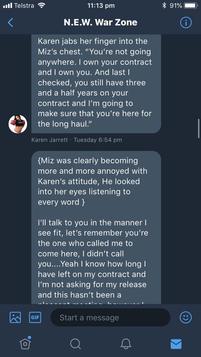 A furious <a href="/RulingTheAList/">A-Lister {Fake}</a> confronted <a href="/WeKarenALot/">Karen Jarrett, CEO -Parody-</a> about her actions last week, leading to a heated argument and Miz getting suspended. [1/2]