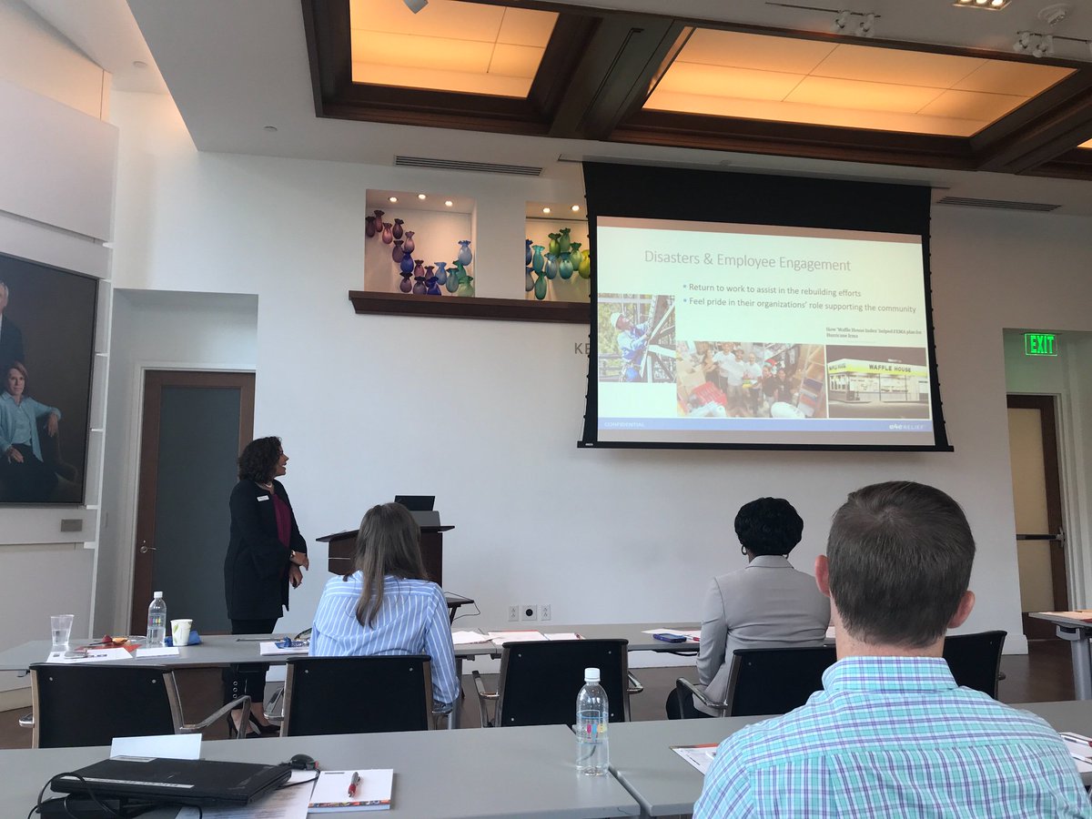 Listening to our very own @juliecaldwell33 share with @foundationforthecarolinas Charlotte Community Affairs Professionals the role of employee relief funds within their CSR plans!