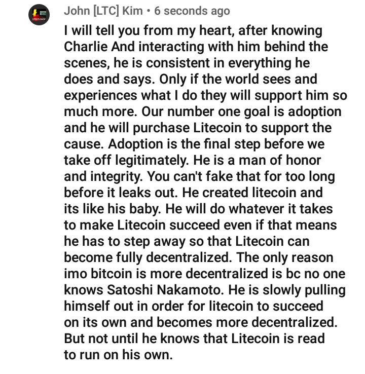 johnkim77's tweet photo. This is my reponse to people asking about @SatoshiLite donating "some" Litecoin to #LTC30for30 cause. 
#LTC30for30 #LTCSF18
#litecoinFam #litecoin #crypto
#litecoinNation #cryptocurrency
#bitcoin #blockchain #LTC 
#cryptotwitter #retweet https://t.co/uMkI6rjsJa