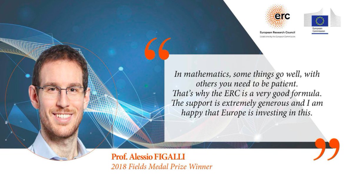 👏👏 Congratulations to #FieldsMedal2018🏅winners! 👏👏

And 🇮🇹 Prof Alessio Figalli, whose ground-breaking work in mathematics is supported by #H2020 via <a href="/ERC_Research/">European Research Council (ERC)</a> - supporting excellent science! 

Interview⇢ erc.europa.eu/node/3008  

#ICM2018Rio #ResearchImpactEU 🇪🇺