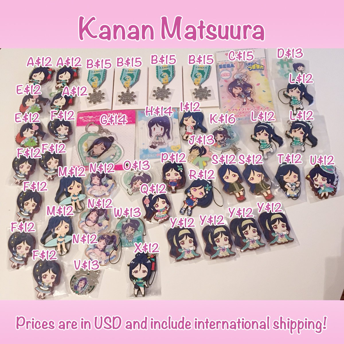 anipanpan's tweet photo. Current Love Live's Kanan Matsuura merch available! Let me know if there's anything you're interested in!
*Prices are in USD and already include worldwide shipping!* https://t.co/oWuh0hRnfu
