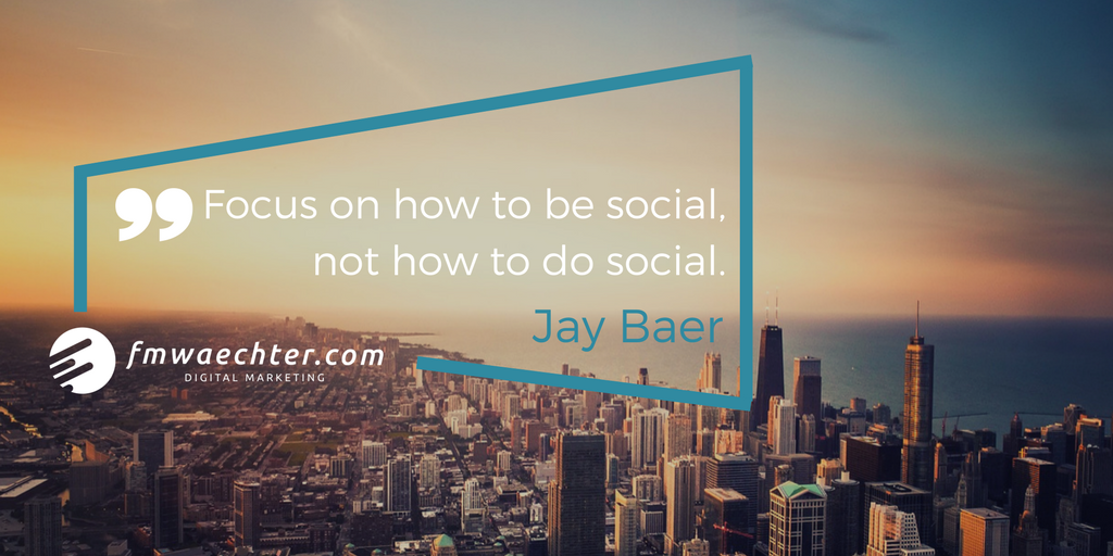FMWaechter's tweet photo. "Focus on how to be social, not how to do social!"
Jae Baer

#quotes #inspiration #socialmedia #contentmarketing #smm #engagement https://t.co/wg7GH5Tu3M