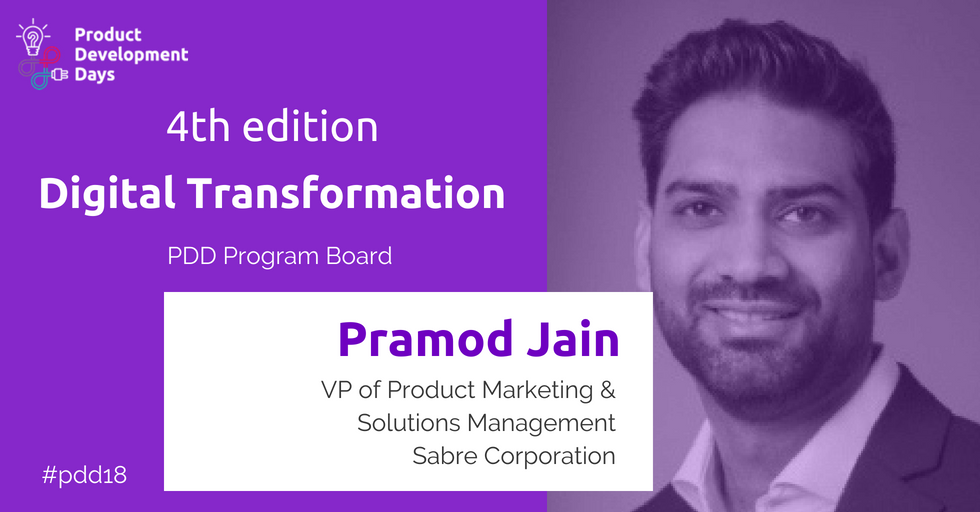 ProductDevDays's tweet photo. We are pleased to announce PDD 2018 Program Board – Pramod Jain, Vice President of Product Marketing & Solutions Management and General Manager of Airline Commercial Products at Sabre Corporation. #pdd18 #programboard Learn more about Pramod: https://t.co/AJShDW5wrw https://t.co/ncboAaevvg