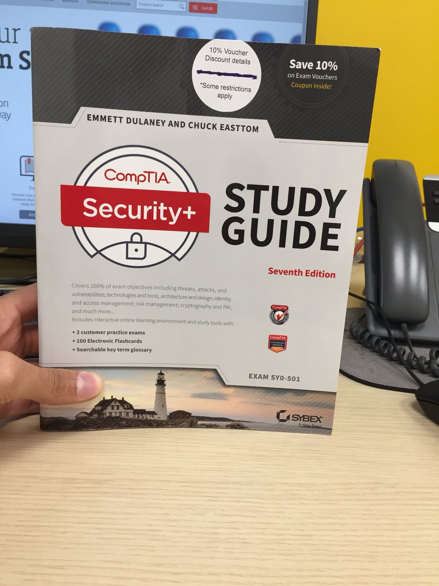 Khalifa_Beloshi's tweet photo. للمهتمين ب #أمن_المعلومات شريت الكتاب هذا للتحضير لإختبار #Security_plus وحصلت ع فوتشر (خصم) 10% من قيمة الاختبار + تدريب ع أسئلة الاختبار لمدة سنة (اونلاين).  وعشان أجبر نفسي ع الالتزام وعدم التسويف أحجز موعد الاختبار بعد بشهر. https://t.co/sf0sYDVgLG