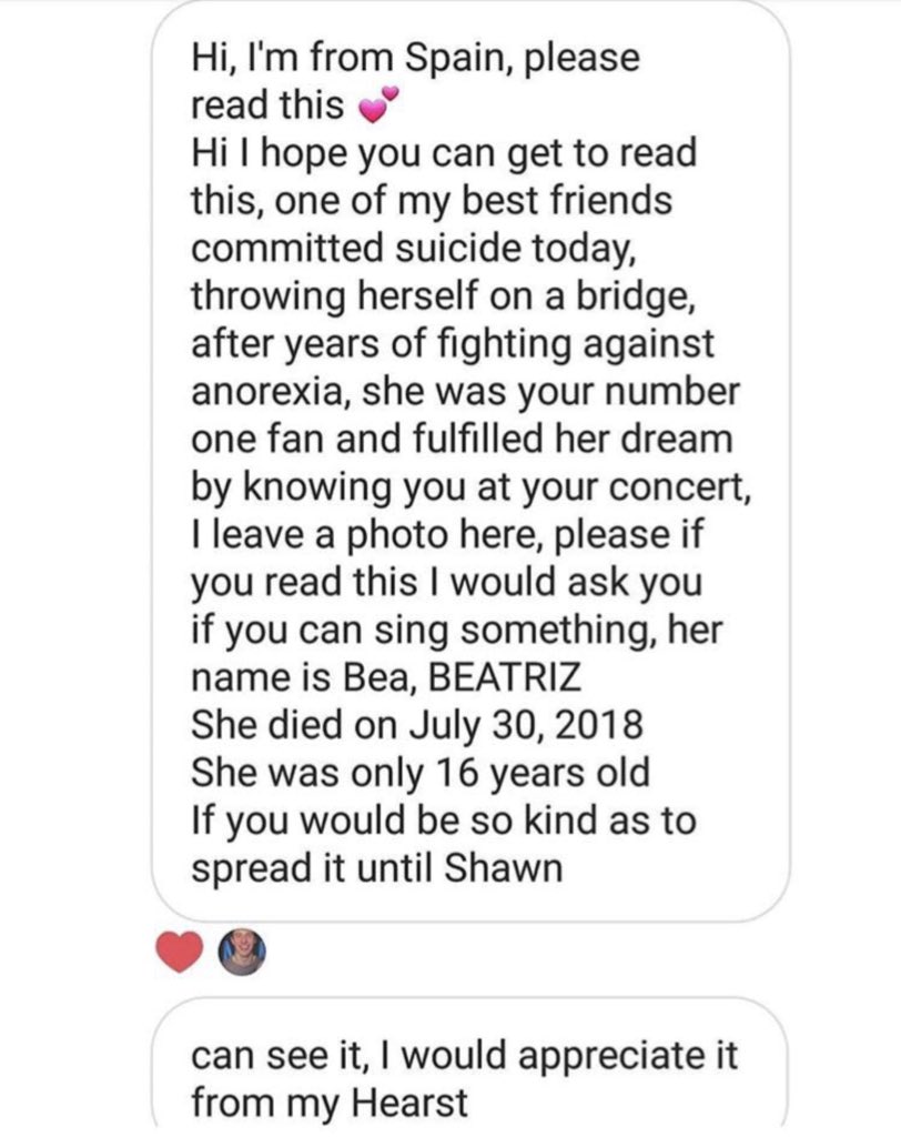 promiselali's tweet photo. ella era mi amiga, es muy triste todo lo que ha pasado, podriais mencionar a shawn o a alguien de su equipo para que lo viera?🙏🏻❤️ #ShawnSingForBea https://t.co/OMYfTRJaFc