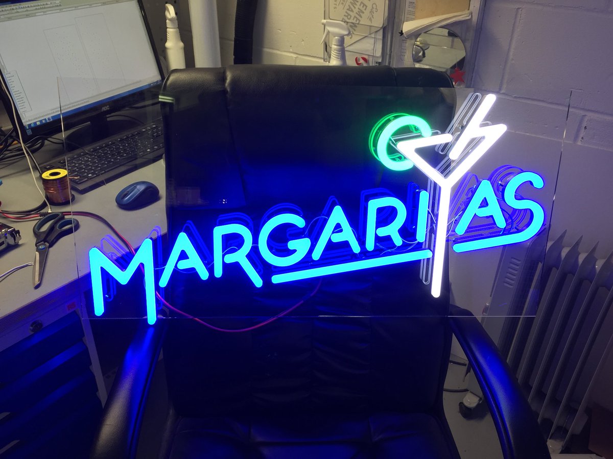 Faux neon or Led filled acrylics and very thin illuminated acrylic lettering have become very popular recently but we have been making these for over 5 years. We paint the edges no vinyl used. All made in house so quality is guaranteed. #design #signs #fauxneon #illumination #led