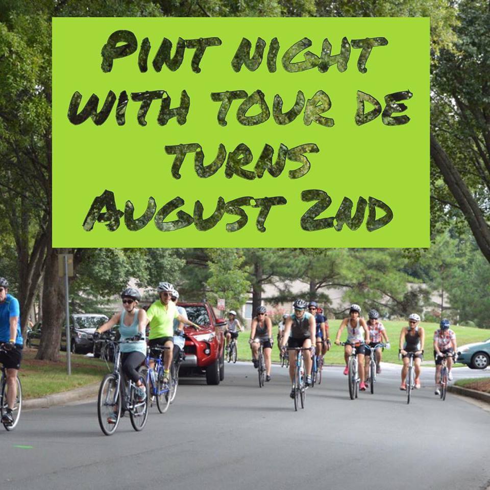 TourDeTurns's tweet photo. TONIGHT - head to @bicyclesport for @TourDeTurns Pint Night 5pm-7pm. Grab a beer from @sugarcreekbrew and register for Tour de Turns, Sat. 8/25. Proceeds benefit @loavesfishesnc! https://t.co/mCg2WD5NKT https://t.co/bkIDZpaF2E