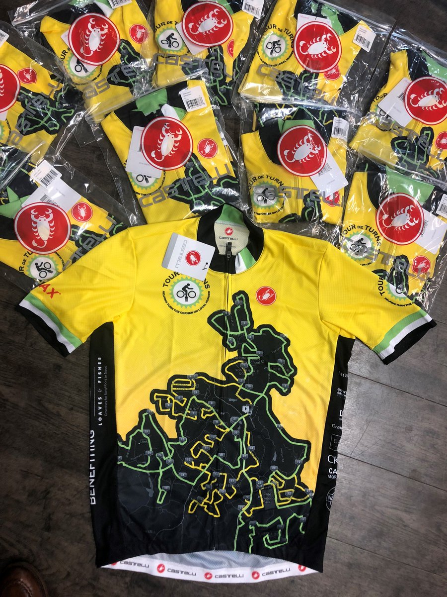 TourDeTurns's tweet photo. 2018 @TourDeTurns jerseys are here! Pick yours up tonight at @bicyclesport during Tour de Turns Pint Night, 5-7PM. Grab a beer from @sugarcreekbrew and register for Tour de Turns - Sat. 8/25. Proceeds benefit @loavesfishesnc https://t.co/A52xLhlk1Q