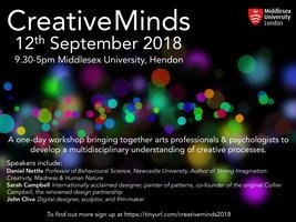 Creative Minds event now open for (free) registration. 12th Sept' 2018, <a href="/MiddlesexUni/">Middlesex University</a>, Hendon, London. Register here: bit.ly/2vvOBxT Share with interested friends and colleagues.
