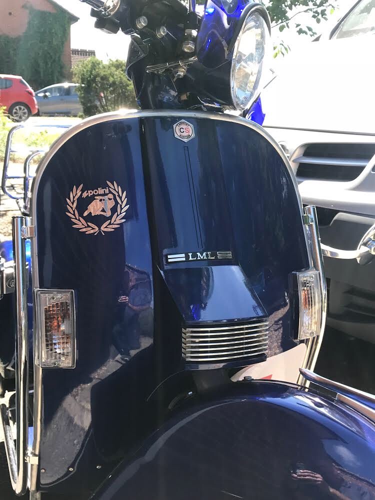 streetsigns0's tweet photo. Customer sent this pic of his polini design self adhesive metallic chrome  decal we did for him @streetsigns0 #lmlscooters #scootering #customlml #customscooter #scooterlife #polini #polinidesign #scooter https://t.co/2zyilOjA92