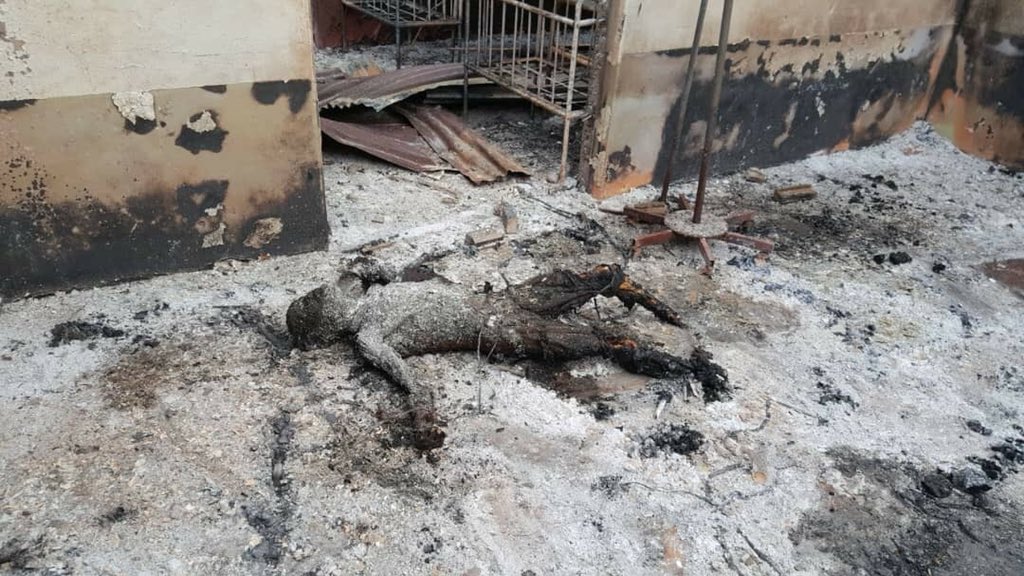AkorWalters's tweet photo. Arson and loss of life. The Forces of Cameroon, has burned over 70 villages in Southern Cameroons. Today, they have burn a small district hospital in Mbonge , burning to death patients who could not escape @realDonaldTrump @SenSchumer @maddow @FoxNews @cnnbrk @ClooneysOpenHse sad https://t.co/N5uaBzabDU