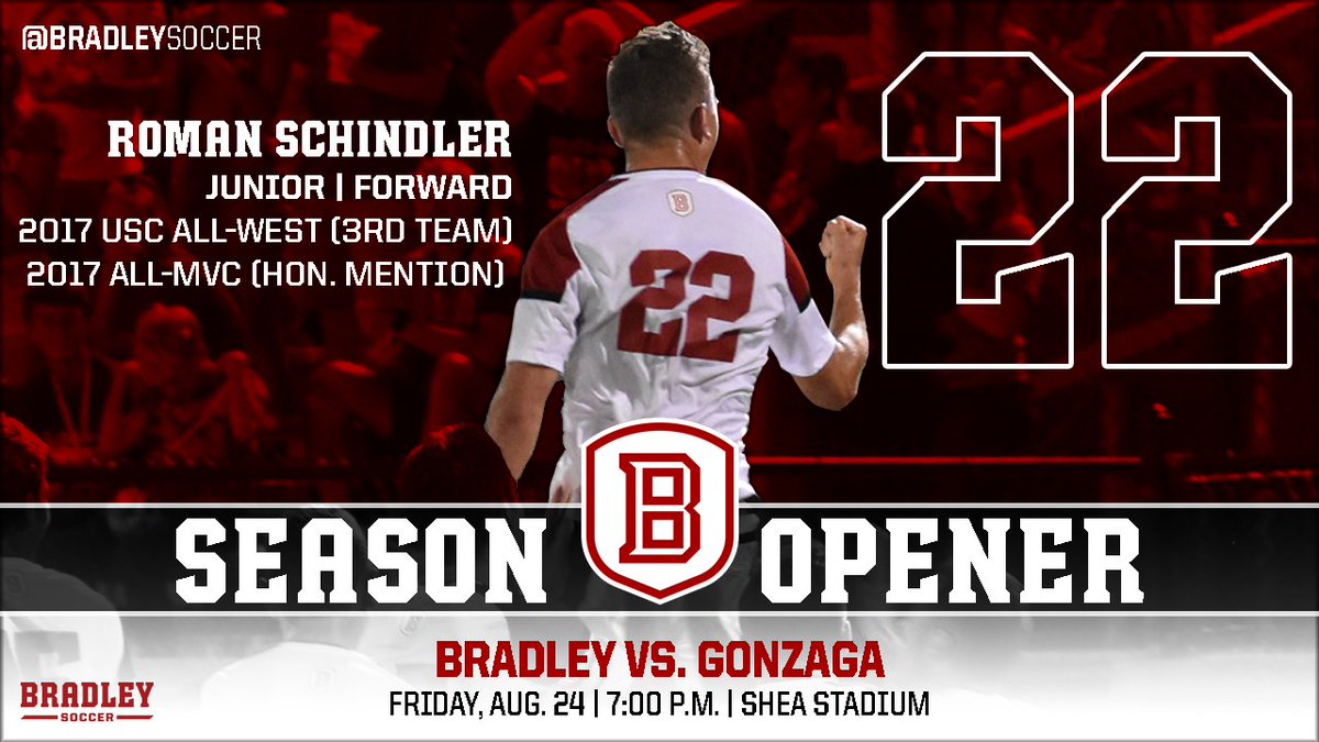 BradleySoccer's tweet photo. 🗓 KICKOFF COUNTDOWN 🗓

2️⃣2️⃣ Days:  No. 22, Roman Schindler (@roman_schindler), led the 2017 Braves in scoring with 19 points and 7 goals, the best totals by a Bradley rookie since @MVCsports Hall of Famer Gavin Glinton in 1998.

🗓 https://t.co/5t7LxRwgaB https://t.co/zRn8oFXXxQ