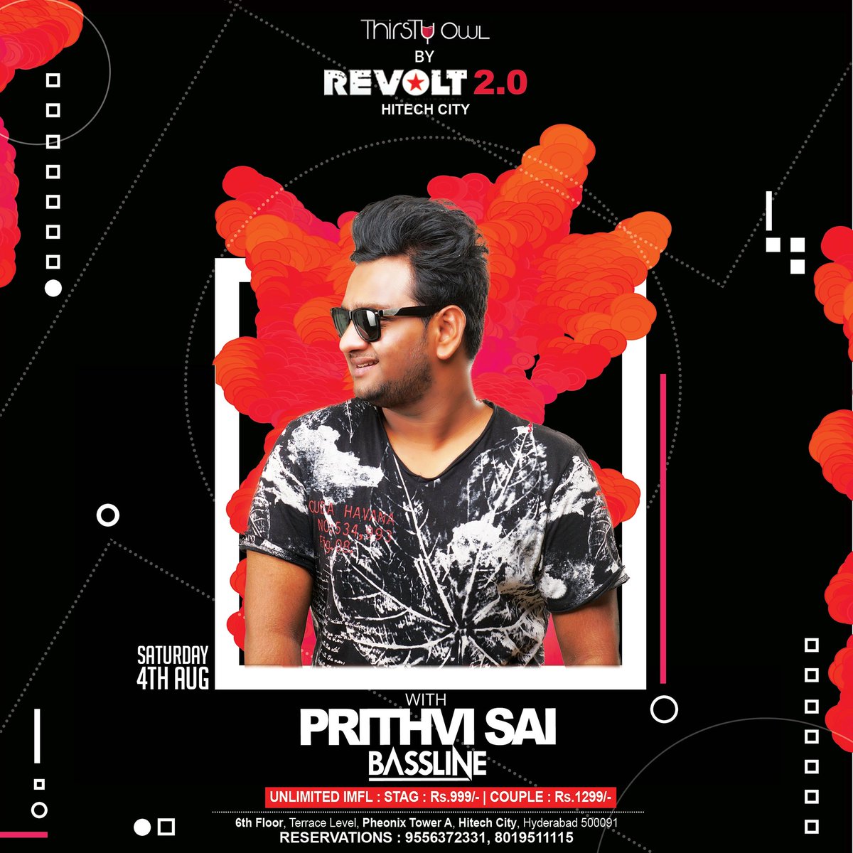 Are you ready for the weekend, yet? If not get ready to kill it on the dance floor of #ThirstyOwl by #Revolt2.0 with @DJPrithvi along
with #DjSunny electrifying tunes !!
Do not miss #Saturday
#unlimiteddrinks #food #fun #clubnight at #Revolt2.0 #DJPrithviSai
#Saturdayclubnight