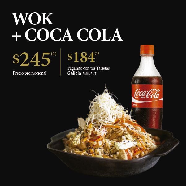 EXCLUSIVO MEDIODÍAS EN TAKE AWAY
Combo WOK + <a href="/CocaCola/">Coca-Cola</a> 👉 $245 // $184 con tus tarjetas Galicia Éminent.
Pedilo online en sushiclub.com.ar/PedidosOnline. 

#SushiClub #MediodíasenSushiClub #SalirAdentro #SaliraCortarelDía
